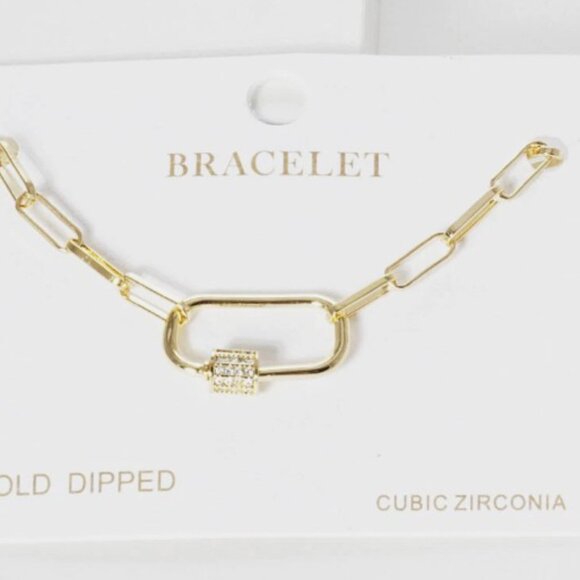 Women Paperclip bracelet for Women Dipped/Oval Link Paperclip Bracelet - Gold - Picture 2 of 2